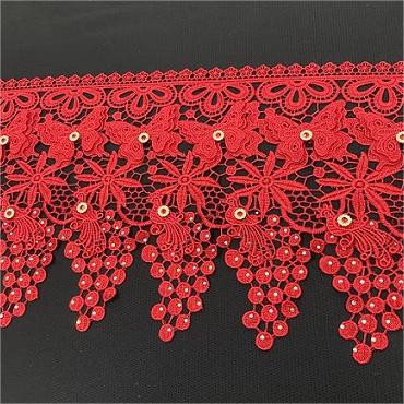 3D with gemstone Polyester lace