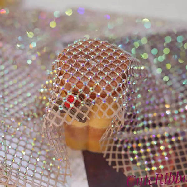 Rhinestone Mesh Cloth Elastic Fabric